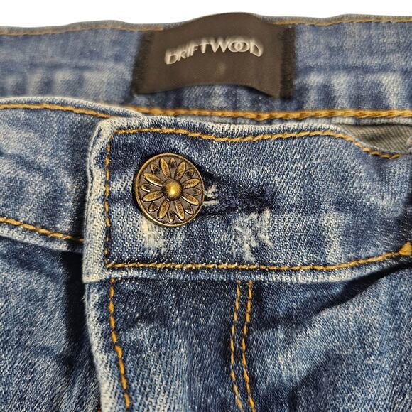 Driftwood Colette Embroidered Cropped Distressed Jeans size 31 - Picture 3 of 10